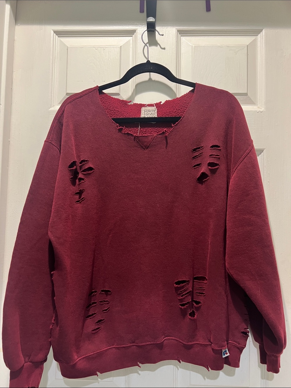 Furst Of A Kind Distressed Crewneck Sweatshirt - Burgundy